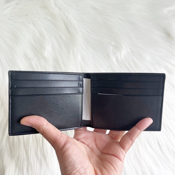 NWT Coach Signature Leather Canvas Slim Billfold Varsity Stripe Wallet - Picture 4 of 5